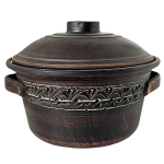 Кастрюля 2л англоб с ручками красная глина