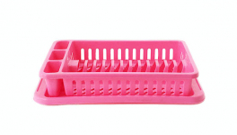 Сушарка для тарілок пластмасова 12 тарілок рожева