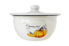 Салатник эмалированный 1.5л 2608/2 с крышкой Тыква