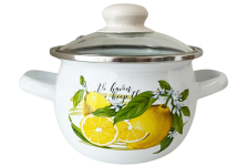 Кастрюля эмалированная 1.5л 61908/2 Лимон сфера стеклянная крышка